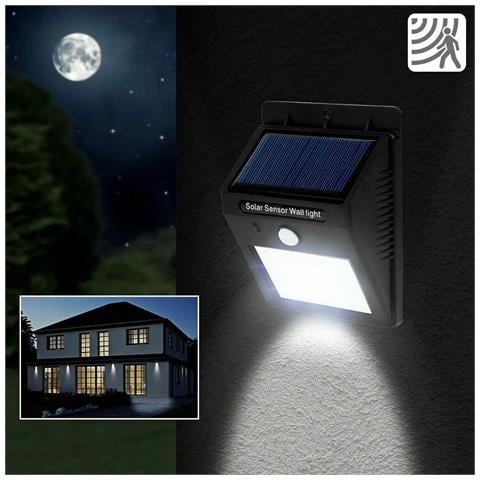 Faretto 20 Led Solare Esterno Lampada Giardino Faretti Sensore Movimento Luce - Foto 4
