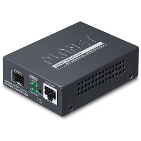 Planet Web/snmp Man Convertitore Multimediale Di Rete Nero (web/snmp Man - 10/100/1000base-t To Minigbic - [sfp] Gigabit - Foto 1