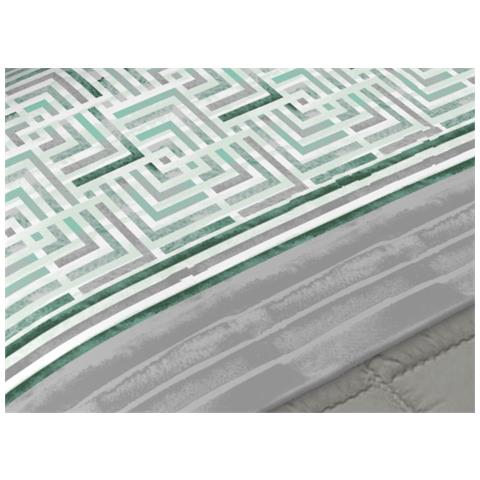 Completo Lenzuola Letto 100% Cotone Made Italy Disegno Lab Cn Matrimoniale Verde - Foto 2