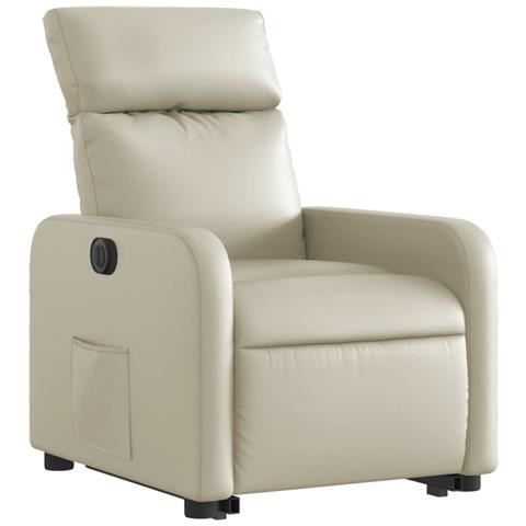 Poltrona Alzapersona Reclinabile Crema In Similpelle - Foto 3
