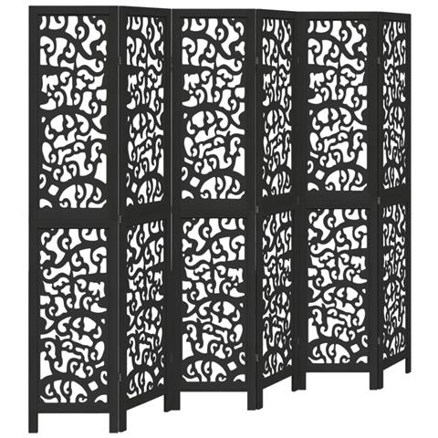 Divisorio Ambienti 6 Pannelli Nero Legno Massello Di Paulownia - Foto 2