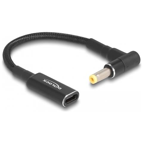Cavo adattatore per portatile Cavo di ricarica USB Type-C femmina per HP 4,8 x 1,7 mm maschio 90° angolato 15 cm - Foto 1