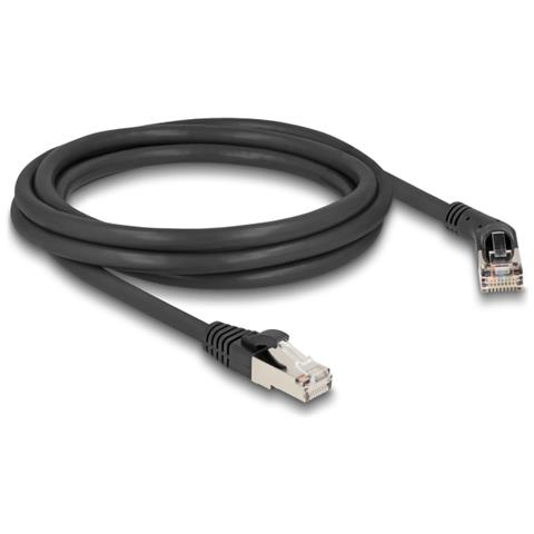 Cavo di rete RJ45 Cat. 6A S /FTP maschio da 45° angolato a destra per maschio diritto 2 m nero - Foto 1