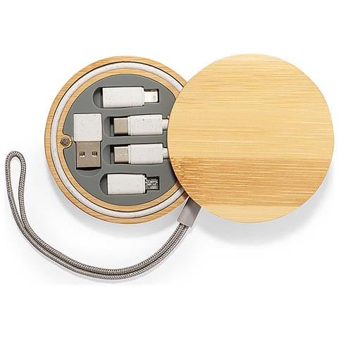 Set Cavi Caricatore/dati In Bambù. Connessione Micro Usb, Tipo C E Lightning 5v Dc 3a - Foto 2