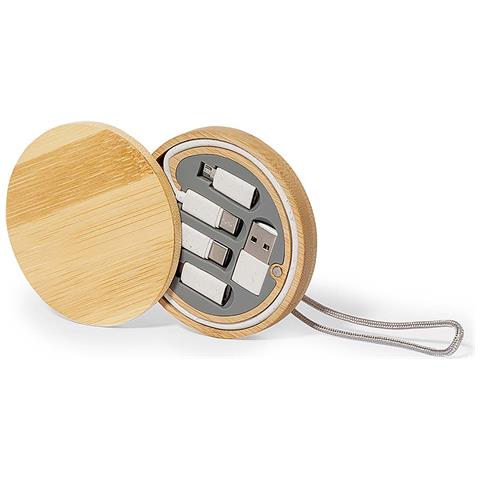 Set Cavi Caricatore/dati In Bambù. Connessione Micro Usb, Tipo C E Lightning 5v Dc 3a - Foto 4