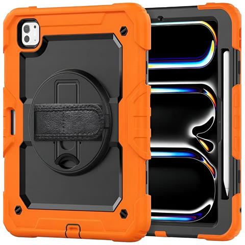 Custodia Rotante 360° Per Ipad Pro 12.9"" Con Supporto E Maniglia - Arancione - Foto 1