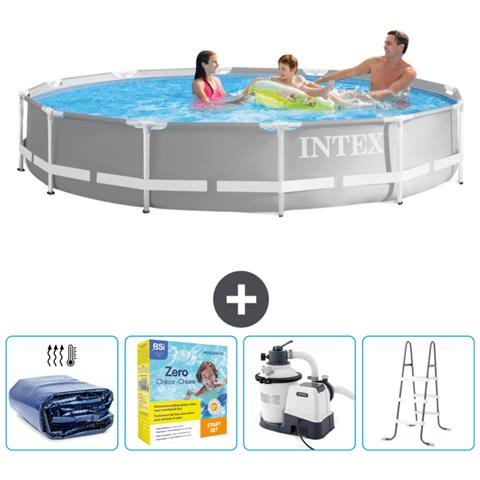 Piscina Fuori Terra - In Giro - 366x366x76 Cm - Grigio - Include Accessori Coordinati Cb71 - Foto 1