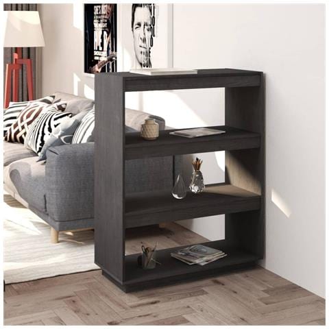 Libreria /divisorio Grigio 80x35x103 Cm Legno Massello Di Pino - Foto 8