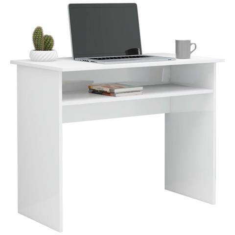 Lusso Casadino -  Scrivania Bianco Lucido 90x50x74 Cm In Legno Multistrato - Foto 2