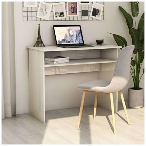 Lusso Casadino -  Scrivania Bianco Lucido 90x50x74 Cm In Legno Multistrato - Foto 6