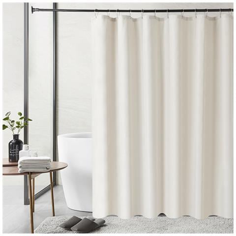 Tenda Doccia In Lino Naturale - Pannello Per Tenda Da Bagno Impermeabile Con Ganci C - Foto 2