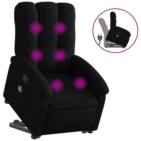 Poltrona Alzapersona Massaggiante Reclinabile Nera in Tessuto - Foto 1