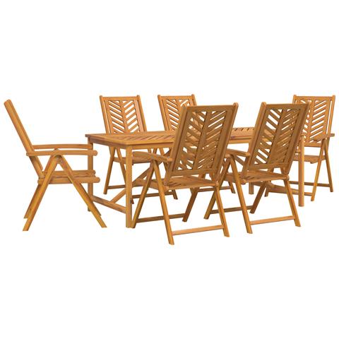 Set da Pranzo Giardino 7 Pezzi in Legno Massello di Acacia - Foto 1