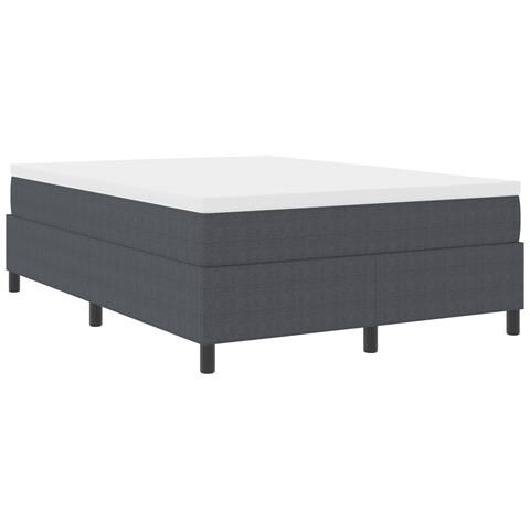 Letto Box Spring Grigio Scuro 140x200 cm Tessuto a Coste - Foto 1