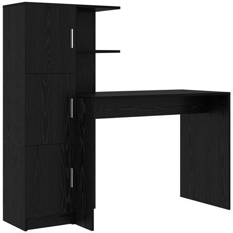 Scrivania con spazio di archiviazione Rovere Nero Legno Ingegnerizzato - Foto 1