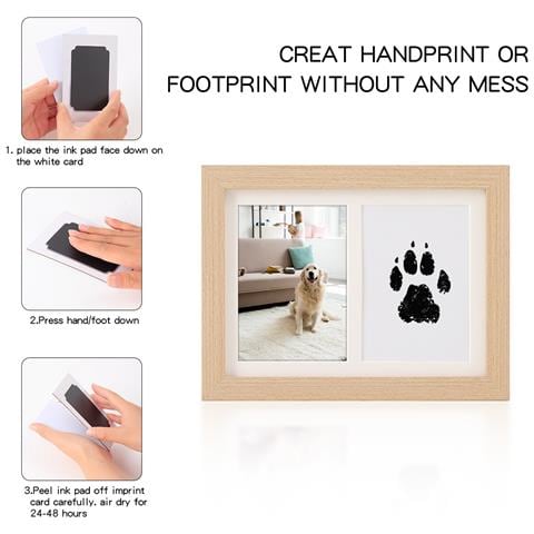Cornice Ricordo Per Impronte Di Zampe Di Cani E Gatti Con Tampone Di Inchiostro Wood Color - Foto 2