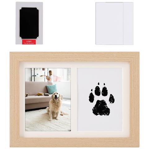 Cornice Ricordo Per Impronte Di Zampe Di Cani E Gatti Con Tampone Di Inchiostro Wood Color - Foto 1