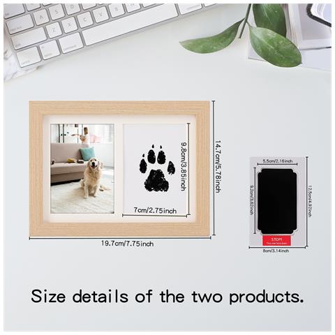 Cornice Ricordo Per Impronte Di Zampe Di Cani E Gatti Con Tampone Di Inchiostro Wood Color - Foto 5