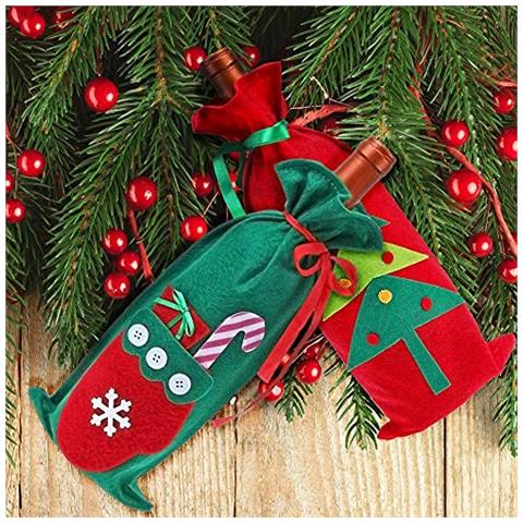 Sacchetti Natalizi In Feltro Per Bottiglie Di Vino Natale 10 Pz. - Foto 5