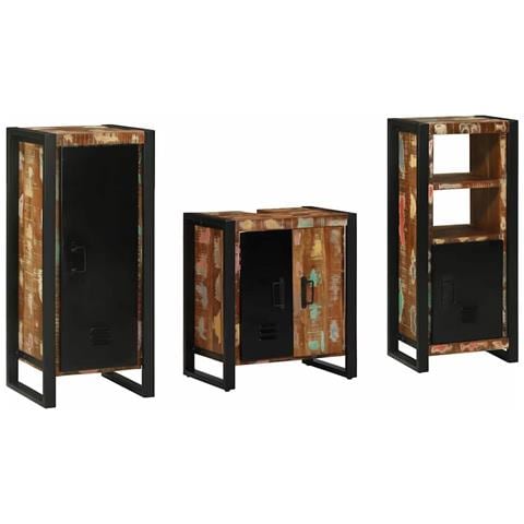 Set di mobili per il bagno 3 pcs Legno massello riciclato - Foto 1