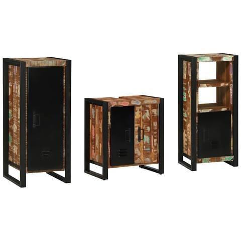 Set di mobili per il bagno 3 pcs Legno massello riciclato - Foto 2