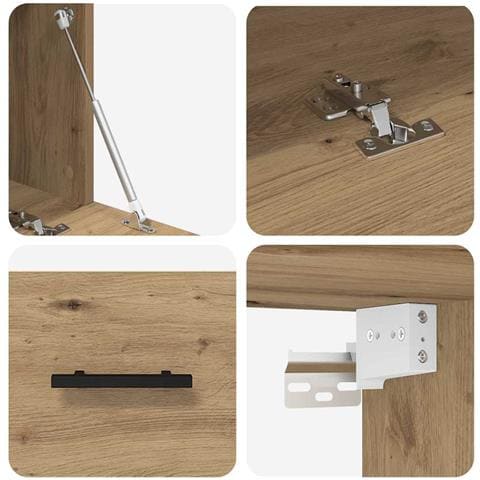 Armadietto a muro rovere artigianale 80 x 36.5 x 35 cm - Foto 9