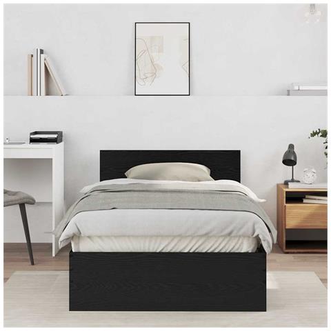 Struttura letto con testata Rovere Nero 100 x 200 cm - Foto 2