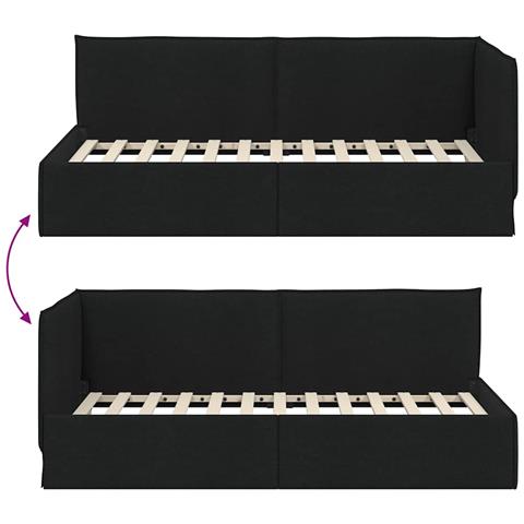Cornice del letto ad angolo Nero 90 x 200 cm Tessuto - Foto 9