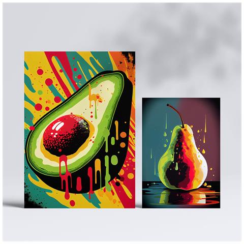 Set Di 6 Stampe Frutti Tropicali Poster A Colori Di Frutta, Verdura E Cibo Sano In Stile Urban Art A3 & A4 Senza Cornice - Foto 2