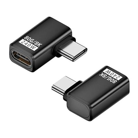 Adattatore Usb-c Femmina A Maschio Laterale 240w 80gbps - Confezione Da 2 Black - Foto 1