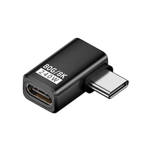 Adattatore Usb-c Femmina A Maschio Laterale 240w 80gbps - Confezione Da 2 Black - Foto 2