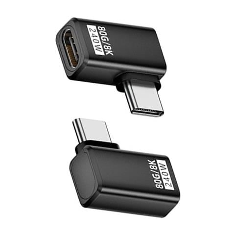Adattatore Usb-c Femmina A Maschio Laterale 240w 80gbps - Confezione Da 2 Black - Foto 3