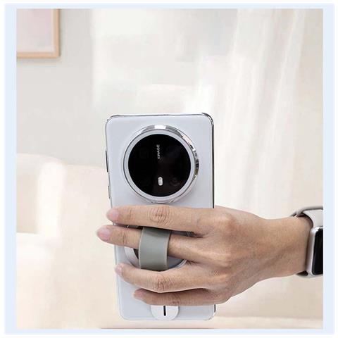 Supporto Magnetico Per Telefono Con Cinturino - Lega Di Alluminio E Tpu - Compatibile Con Ricarica Wireless Silver - Foto 2