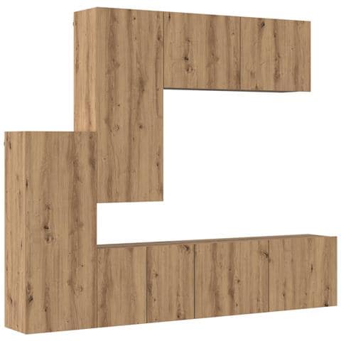 Unità TV da Parete 5 pcs Rovere artigianale Legno multistrato - Foto 1