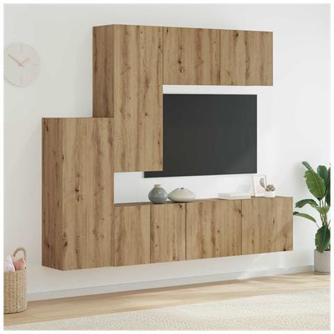Unità TV da Parete 5 pcs Rovere artigianale Legno multistrato - Foto 2
