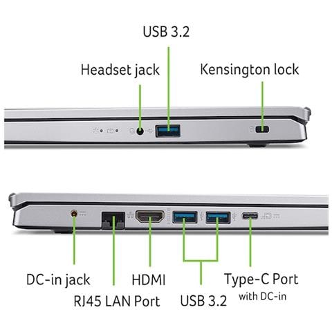 Aspire Go 15 AG15-42P-R1D1 AMD Ryzen™ 5 7430U Computer portatile 39,6 cm (15.6") Full HD 16 GB DDR4-SDRAM 1 TB SSD Wi-Fi 6 (802.11ax) Windows 11 Home Italiano Argento - Foto 14