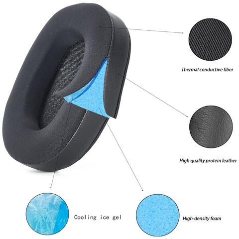 2 Cuscinetti Auricolari Neri Ice-cooling Compatibili Con Sony Wh-1000xm6 - Cuscinetti Auricolari Di Ricambio - Foto 4