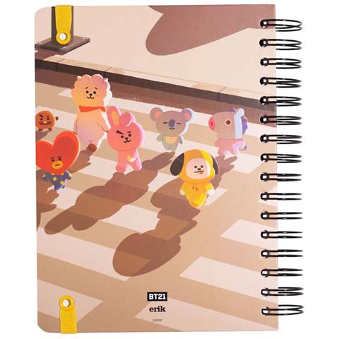Quaderno A5 Rigido A Spirale 180 Pagine Motivo Personaggi Bt21 Fun, Blu / Marrone - Foto 2