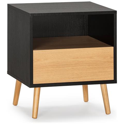 Comodino Apolo 1 Cassetto Colore Nero /legno - Foto 1