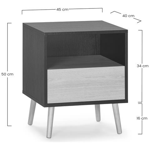 Comodino Apolo 1 Cassetto Colore Nero /legno - Foto 7