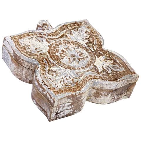 Scatola In Legno Con Finitura Artigianale Bianco Anticato 18,5x20x5h Cm - Foto 1