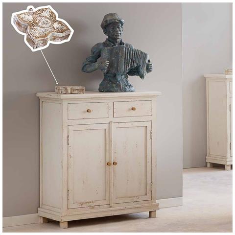 Scatola In Legno Con Finitura Artigianale Bianco Anticato 18,5x20x5h Cm - Foto 2