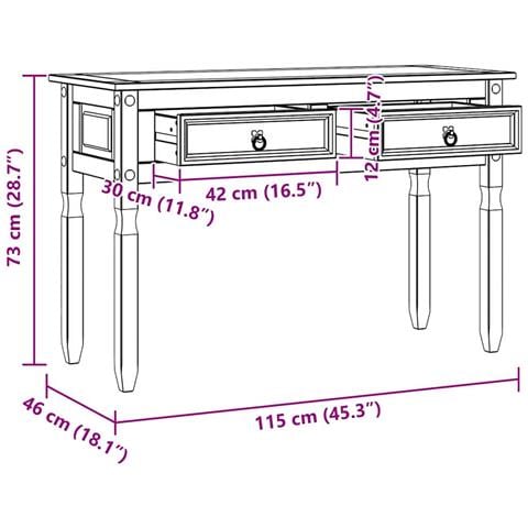 Tavolino Corona Bianco 115 x 46 x 73 cm Pino massello - Foto 9