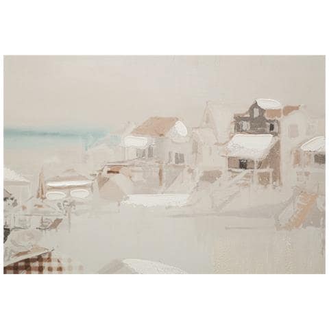 Stampa Dipinta Beach B Paesaggio Di Spiaggia Con Ombrelloni Nei Toni Beige 80x120 Cm - Foto 2