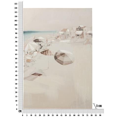 Stampa Dipinta Beach B Paesaggio Di Spiaggia Con Ombrelloni Nei Toni Beige 80x120 Cm - Foto 6
