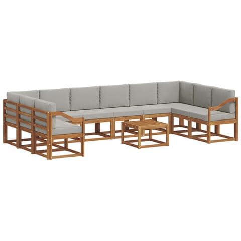 Set di divani da esterno 11 pcs Grigio Naturale e Chiaro - Foto 1