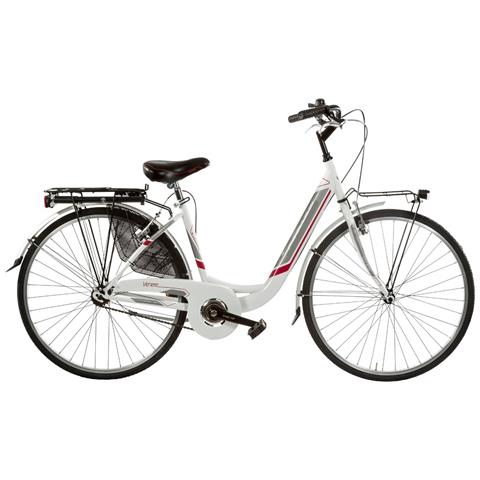 Bici Da Donna Misura 26 X 1,38 Bicicletta Linea Venere City Bike Senza Cambio 1v Completa Di Accessori Con Luci A Led - 43 Bianco Rosso - Foto 1
