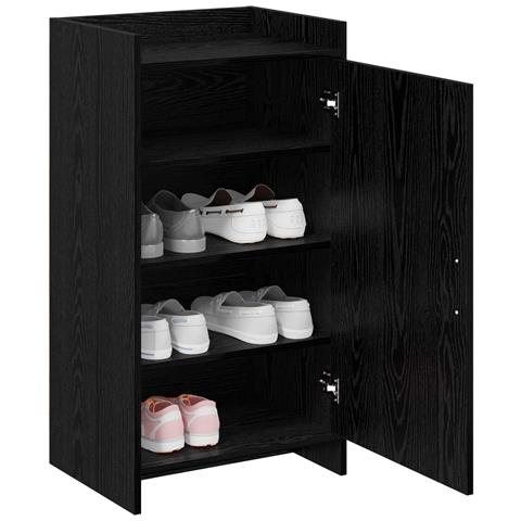 Mobile per scarpe con archiviazione Rovere Nero 48 x 36 x 92 cm - Foto 2