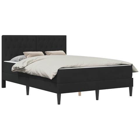 Struttura letto con materasso Nero 160 x 200 cm Velluto - Foto 1