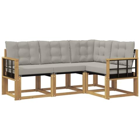 Set di divani da esterno 4 pcs Bianco e Grigio Chiaro - Foto 1